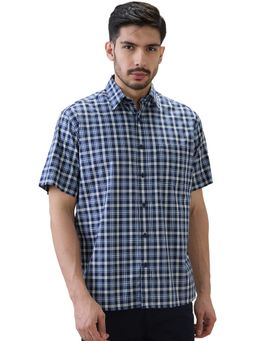 ColorPlus - Men Blue Pure Cotton Collar Neck Relaxed Fit Shirt