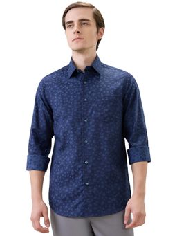 ColorPlus - Men Blue Pure Cotton Collar Neck Slim Fit Shirt