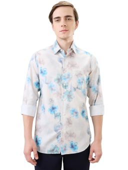 ColorPlus - Men Blue Pure Cotton Collar Neck Slim Fit Shirt