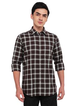 ColorPlus - Men Brown Pure Cotton Collar Neck Regular Fit Shirt