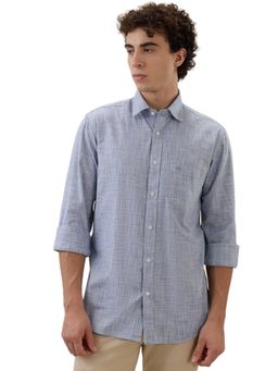 ColorPlus - Men Blue Pure Cotton Collar Neck Regular Fit Shirt