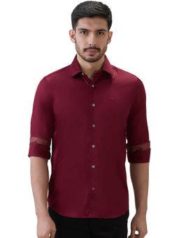 ColorPlus - Men Maroon Pure Cotton Collar Neck Regular Fit Shirt