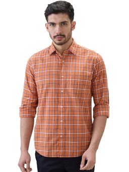 ColorPlus - Men Orange Pure Cotton Collar Neck Regular Fit Shirt