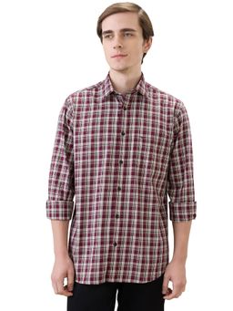 ColorPlus - Men Maroon Pure Cotton Collar Neck Regular Fit Shirt