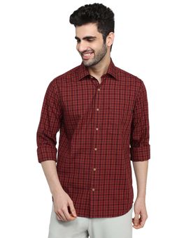 ColorPlus - Men Brown Pure Cotton Collar Neck Regular Fit Shirt