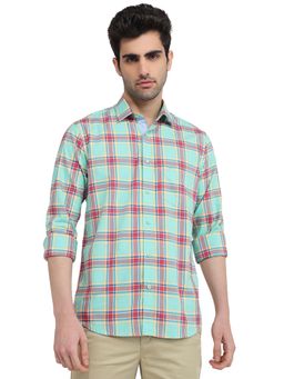 ColorPlus - Men Green Pure Cotton Collar Neck Regular Fit Shirt