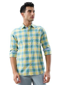 ColorPlus - Men Yellow Pure Cotton Collar Neck Regular Fit Shirt
