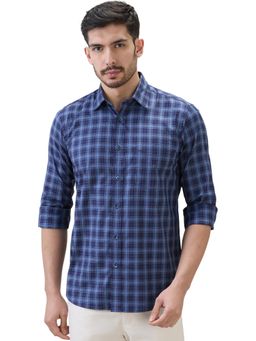 ColorPlus - Men Blue Pure Cotton Collar Neck Regular Fit Shirt