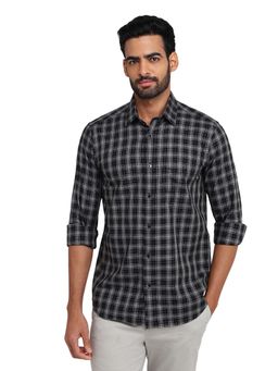 ColorPlus - Men Black Pure Cotton Collar Neck Regular Fit Shirt