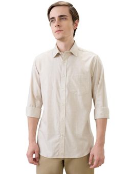 ColorPlus - Men Beige Pure Cotton Collar Neck Regular Fit Shirt