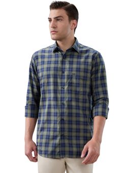 ColorPlus - Men Green Pure Cotton Collar Neck Regular Fit Shirt