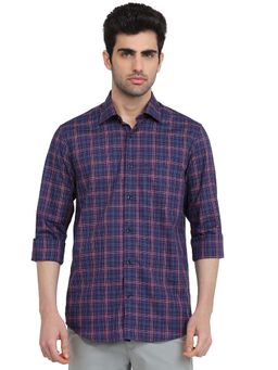 ColorPlus - Men Purple Pure Cotton Collar Neck Regular Fit Shirt