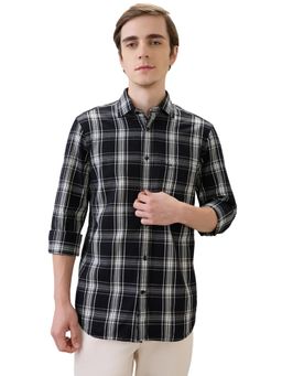 ColorPlus - Men Black Pure Cotton Collar Neck Regular Fit Shirt