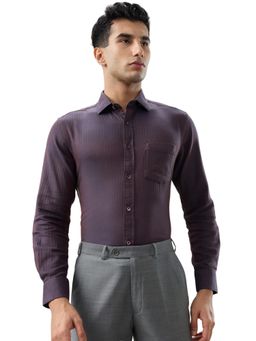 ColorPlus - Men Purple Pure Cotton Collar Neck Regular Fit Shirt