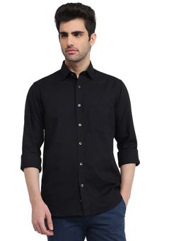 ColorPlus - Men Black Pure Cotton Collar Neck Regular Fit Shirt