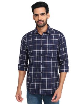 ColorPlus - Men Blue Pure Cotton Collar Neck Regular Fit Shirt