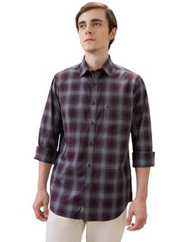 ColorPlus - Men Maroon Pure Cotton Collar Neck Regular Fit Shirt