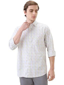 ColorPlus - Men Khaki Pure Cotton Collar Neck Regular Fit Shirt