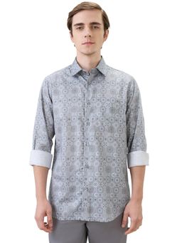 ColorPlus - Men Grey Pure Cotton Collar Neck Regular Fit Shirt