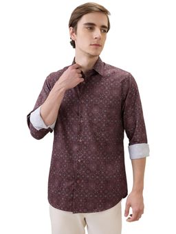 ColorPlus - Men Maroon Pure Cotton Collar Neck Regular Fit Shirt