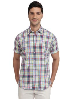 ColorPlus - Men Multi-Color Pure Cotton Collar Neck Tailored Fit Shirt