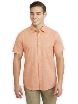 ColorPlus - Men Orange Pure Cotton Collar Neck Regular Fit Shirt