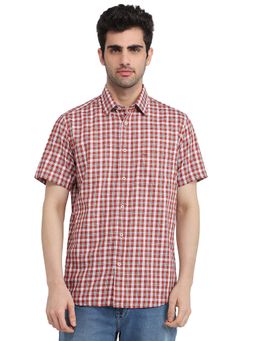 ColorPlus - Men Orange Pure Cotton Collar Neck Regular Fit Shirt