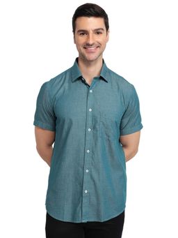 ColorPlus - Men Green Pure Cotton Collar Neck Regular Fit Shirt