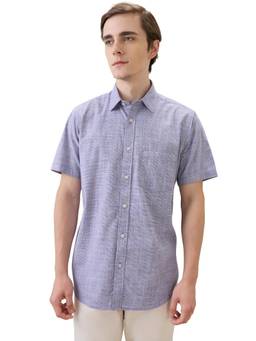 ColorPlus - Men Purple Pure Cotton Collar Neck Regular Fit Shirt