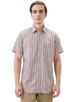 ColorPlus - Men Brown Pure Cotton Collar Neck Regular Fit Shirt