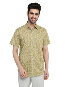ColorPlus - Men Green Pure Cotton Collar Neck Regular Fit Shirt
