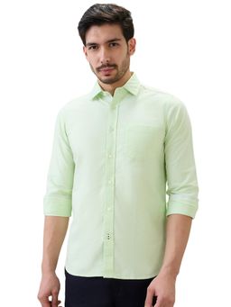ColorPlus - Men Green Pure Cotton Collar Neck Slim Fit Shirt