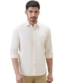 ColorPlus - Men Yellow Cotton Blend Collar Neck Slim Fit Shirt