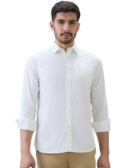 ColorPlus - Men White Cotton Blend Collar Neck Slim Fit Shirt