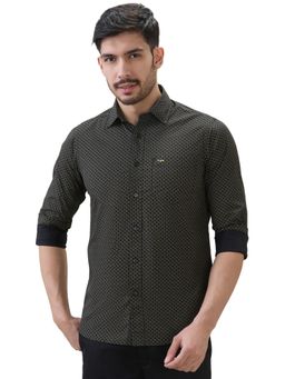 ColorPlus - Men Black Cotton Blend Collar Neck Slim Fit Shirt