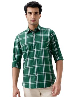 ColorPlus - Men Green Cotton Blend Collar Neck Regular Fit Shirt