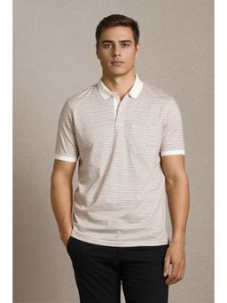 Louis Philippe - Men Brown Cotton Collar Neck Regular Fit Polo T-shirt