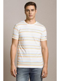 Louis Philippe - Men White Polyester Blend Crew Neck Slim Fit T-shirt