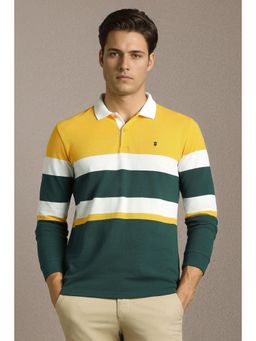 Louis Philippe - Men Multi-Color Cotton Blend Collar Neck Slim Fit Polo T-shirt