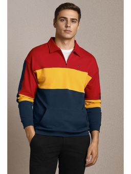 Louis Philippe - Men Multi-Color Cotton Blend Collar Neck Regular Fit Polo T-shirt