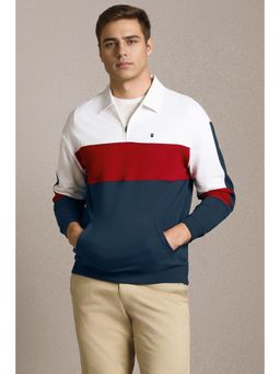 Louis Philippe - Men Multi-Color Cotton Blend Collar Neck Regular Fit Polo T-shirt