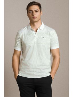 Louis Philippe - Men Green Cotton Collar Neck Slim Fit Polo T-shirt