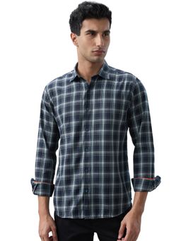 Park Avenue - Men Blue Polyester Blend Collar Neck Slim Fit Shirt