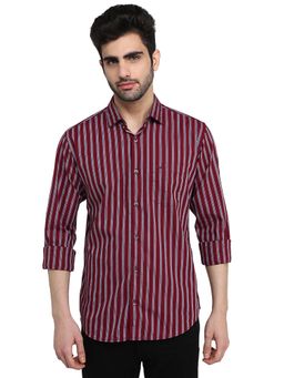Park Avenue - Men Red Pure Cotton Collar Neck Slim Fit Shirt