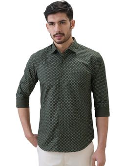 Park Avenue - Men Green Pure Cotton Collar Neck Slim Fit Shirt