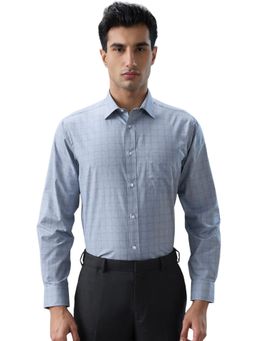 Park Avenue - Men Blue Cotton Blend Collar Neck Regular Fit Shirt