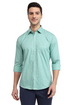 Park Avenue - Men Green Pure Cotton Collar Neck Slim Fit Shirt