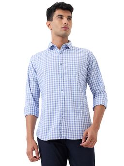 Raymond - Men Blue Pure Cotton Collar Neck Slim Fit Shirt