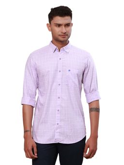 Raymond - Men Purple Pure Cotton Collar Neck Regular Fit Shirt