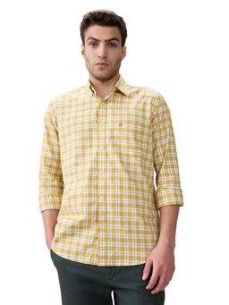 Raymond - Men Yellow Pure Cotton Collar Neck Regular Fit Shirt